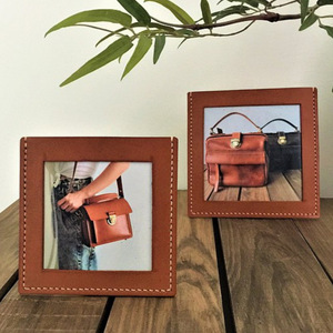 Custom-made PU leather photo <b>frames</b>, Korean-style minimalist desktop decorations, leather home decor picture <b>frames</b>. - Product Image 5