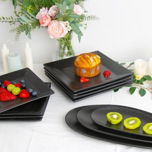 Ensemble d'assiettes carrées en céramique <span class=keywords><strong>noire</strong></span> de 10 pouces Grandes assiettes de service en <span class=keywords><strong>porcelaine</strong></span> pour Steak Pâtes Pizza - Product Image 3
