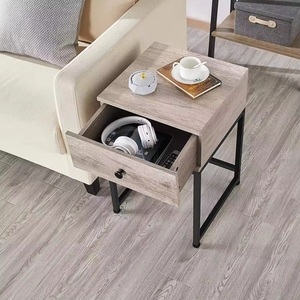 Table de chevet domestique moderne en bois Panneau en mélamine Tables de console latérales en métal intelligentes réglables - Product Image 2