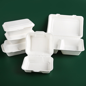 Caixas de Papel Biodegradáveis Descartáveis de Bagaço de Cana-de-Açúcar para Hambúrguer e Embalagens Clamshell para Viagem - Product Image 6