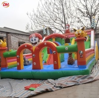 Château gonflable commercial portable avec double toboggan pour jeux de groupe amusants – Idéal pour la location mondiale aux enfants