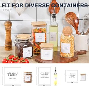 Küchen-Pantry-Etiketten für Lebensmittel Weiße minimalist ische Etiketten für Gläser Vorrats behälter Vor gedruckter wasserdichter Pantry-Aufkleber - Product Image 6