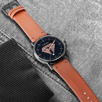 TOMI Büyük LOGO Moda Kuvars Saat, Alaşımlı Kasa, Deri Kayış, Cam Kadran, İbreli Göstergeler, 40mm, Hangzhou Mekanizma
