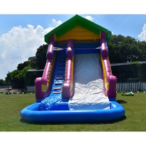 Tobogán Inflable Personalizado <span class=keywords><strong>de</strong></span> 10 x 4 x 6.5 m con Piscina Desmontable <span class=keywords><strong>de</strong></span> 4x2 m y Toldo Triangular, Parque Acuático Comercial - Product Image 3