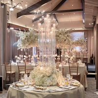 Candélabre élégant Liyang à 8 bras en acrylique, 40 pouces de haut, porte-bougie en cristal transparent pour centres de table de mariage de luxe, livraison rapide