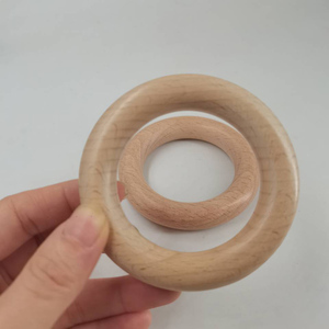 Anillos de macramé de madera de haya Premium de 80mm estilo juguete suave manualidades DIY y mordedores para bebés - Product Image 5