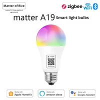 Ampoule intelligente Matter A19, connexion directe, contrôle HomeKit et application, commande vocale et minuterie, lumière LED pour usage domestique