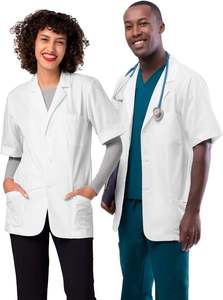 Vente en gros uniformes d'infirmière à manches courtes anti-boulochage, blouses de laboratoire blanches pour étudiants et médecins, blouses blanches pures - Product Image 6
