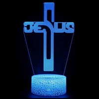 Jésus Crucifix Christianisme Lampe de table Illusion 3D Lampe de chevet visuelle