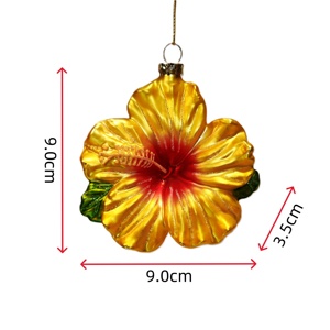 Decorazione Natalizia in Vetro a Forma di Ibisco, Edizione Limitata, Colori Assortiti, Ornamento da Appendere, Regalo per le Festività - Product Image 2