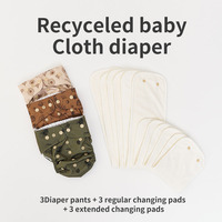Elinfant couches en tissu imperméables pour bébé couches lavables recyclées de poche pour bébé couches en tissu réutilisables ensemble de 3 pièces