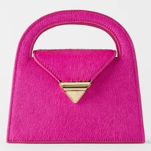 customized winter trending ladies crossbody chain mini city bag women fur leather handbag purse