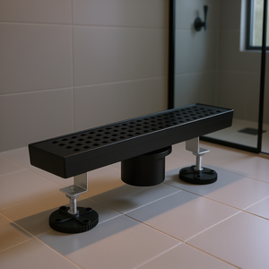 Desagüe de ducha lineal de 12 pulgadas con filtro para cabello y patas niveladoras, diseño moderno para baño de apartamento - Product Image 2