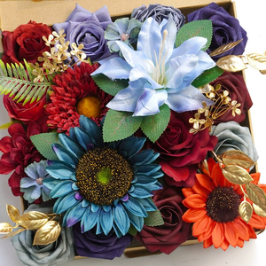 Hot Sale Artificial Flowers Combo Set Gift Box for Diy Present <strong>Wedding</strong> Bouquets <strong>Teal</strong> Burnt Color Flower Arrangements <strong>Decorations</strong> - Product Image 2