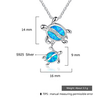 Polyvalent Opale Clavicule Chaîne En Argent Sterling 925 Mignon Tortue De Mer Pendentif Charme Collier Pour Les Femmes Quotidien Fête D'anniversaire Bijoux
