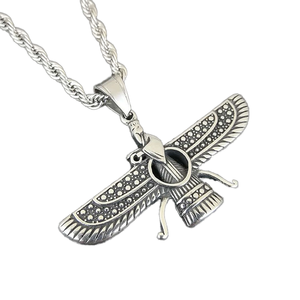 2024 moda Hip Hop Acero inoxidable chapado en oro joyería Retro persa fuego adoración colgante collar cuerda cadena regalo hombres - Product Image 1
