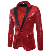 Veste de Performance pour Hommes Luxueuse de Soirée et Bal de Fin d'Année, Blazer Costume Pailleté Doré Brillant