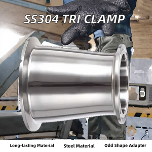Adaptador reductor de acero inoxidable sanitario de baja pulido, 1 pulgada y 1/2 pulgada, con abrazadera triple, forjado, marca SANSUN/OEM, para agua - Product Image 2