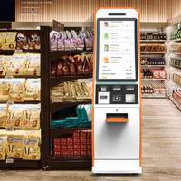 Kiosque PC tactile sur pied de 32 pouces avec lecteur de carte, 128 Go SDK, 8 Go, terminal intérieur pour commande et paiement en libre-service
