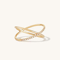 Nouveautés MaiYi : Bague Croix en Or Massif 14K, Bague X, Cadeau de Demande en Mariage, Bagues Pavées de Diamants de Laboratoire
