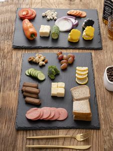Plateau à fromage en <span class=keywords><strong>ardoise</strong></span> naturelle écologique moderne, plats et assiettes, plateau de service avec technique de gravure pour les fêtes - Product Image 3