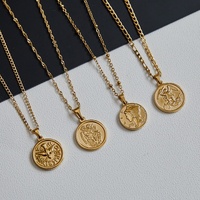 Liontin Koin Potret Vintage Mewah Bahan Stainless Steel 316L 18K untuk Pembuatan Perhiasan Grosir