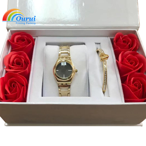 Factory Wholesale Custom Watch & Bangle <b>Gift</b> Packaging Set <b>Box</b> With Flower <b>Valentine</b> Watch Jewelry <b>Gift</b> <b>Box</b> for Ladies <b>Gift</b> - Product Image 6