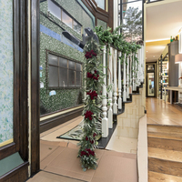 Buatan tangan Norfolk pinus campuran PE Garland Swag Natal karangan bunga Kranz Ghirlande Cypress Faux dekorasi untuk belanja mall