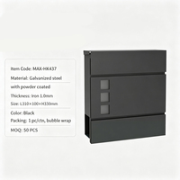 Boîte aux lettres murale extérieure résidentielle en métal, autoportante, étanche, antivol, antirouille, durable, avec revêtement en poudre, pour service postal