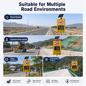 Panneau de signalisation de vitesse radar à énergie solaire, affichage LED de la vitesse des véhicules, panneau d'avertissement routier IP65 pour la sécurité routière - Product Image 6