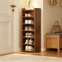 Meuble à chaussures Tenghang Simple Ultra-Mince en Bambou – Modèle Compact pour Couloirs/Entrées Étroits – Anti-Poussière et Gain de Place