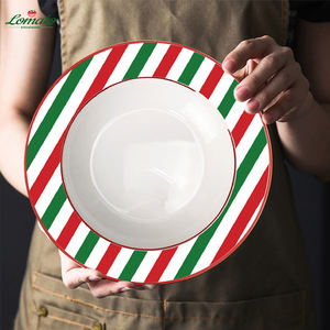 Set Perlengkapan Makan Natal dari Keramik <span class=keywords><strong>Bone</strong></span> <span class=keywords><strong>China</strong></span> Dekoratif, Bentuk Bulat, Warna Sesuai Pesanan, Cetak Kustom, Diskon Besar - Product Image 6