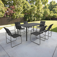 Ensemble table et chaises de salle à manger KD personnalisable, moderne, durable, en acier, imperméable, noir, meubles d'extérieur, salon, patio/cour