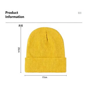 <span class=keywords><strong>Bonnet</strong></span> tricoté chaud d'hiver personnalisé avec logo vintage, style décontracté simple, épais, couleur unie, en acrylique - Product Image 3