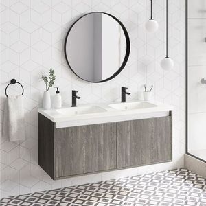 American Style l Shaped Tray Tops Mirror Solid Wood Bathroom <strong>Vanity</strong> With <strong>Vanity</strong> <strong>Case</strong> - Product Image 3