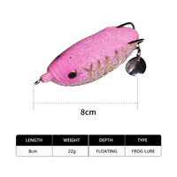 Nouvelles leurres artificielles souples SKM en PVC et métal de 8 cm, en forme de grenouille, avec doubles hameçons et paillettes, pour la pêche en lac et en rivière