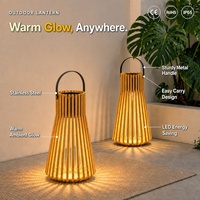 Lampu LED Solar Outdoor Stainless Steel Model Slat Cage IP65 Tahan Air 3000K Warm White Remote Control untuk Taman, Patio, dan Jalan Setapak