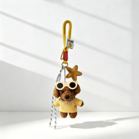 Porte-clés en peluche douce jaune, motif chiot de mode coréenne, durable et écologique, style urbain, avec lunettes cœur-œil de chien, pour filles