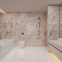 Dalles de sol en pierre frittée polie Bulgari Rose 900x1800x9mm pour grands formats, idéales pour les espaces de vie, les bureaux et les halls d'immeubles.