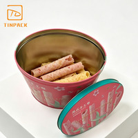 Boîte en métal ovale personnalisée de qualité alimentaire à prix abordable pour biscuits, rouleaux d'œufs, snacks, pâtisseries de fêtes et emballages cadeaux
