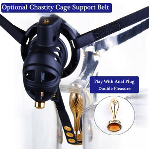 Waterdichte Abs Ratelslang Kuisheidskooi Riem 4 Maat Ring Penis Lock Zwart Mannelijke Kuisheid Slot Anale Plug Seksspeeltjes Voor Volwassenen - Product Image 4