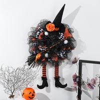 Guirlande d'Halloween chinoise, branches séchées, fleurs artificielles, tulle noir, guirlande décorative, décoration de porte, cadeau de fête