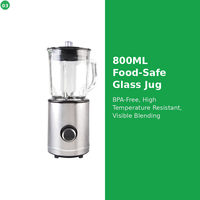 Mixeur Portable Rechargeable USB 800ML Sans BPA pour Smoothies et Glace Pilée, Idéal pour la Maison et l'Extérieur, Certifié CE Rohs Reach