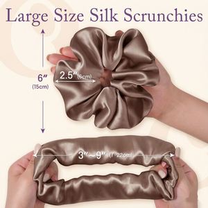 Custom Logo 100% Mulberry Silk Oversized Scrunchies Soft Smooth Frizz Breakage Prevention No Damage Hair Ties - Product Image 4