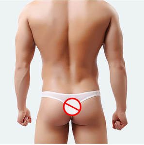 メンズひも速乾性アイスシルクショーツダブルディンセクシースポーツパンツゲイクラブ下着カスタムプリントロゴ - Product Image 2