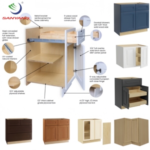 Gabinetes de <span class=keywords><strong>Cocina</strong></span> American Slim Shaker de Roble Blanco, Armario de Madera Maciza, Listo para Armar (RTA), Gabinete de Esquina para Almacenamiento - Product Image 4