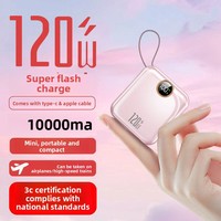 Power Bank Lithium Ion Bersertifikasi GB Standard 3C 120W Pengisian Daya Super Cepat Kabel Terintegrasi Layar Digital Output Multi-Port