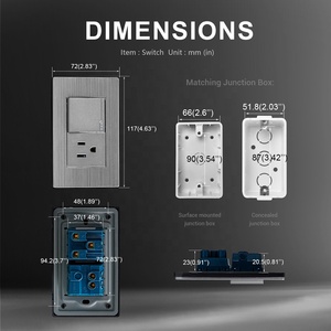 Tường Ổ cắm điện + duy nhất 1 cách 2 cách 3 cách tường thiết bị chuyển mạch 110-250V tuôn ra gắn ổ cắm chuyển đổi với tấm thép không gỉ - Product Image 3