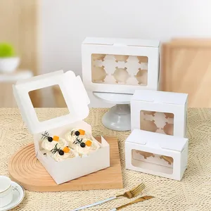 <strong>Custom</strong> Recycled Cardboard White Cake Window Box with 4/6 Hole Embossed Cupcake Packaging - Product Image 1