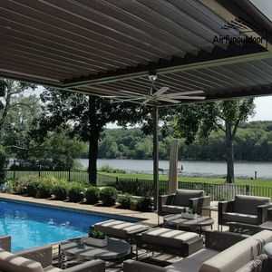 Pergola a LED Gazebo in alluminio PVC con feritoia eco-friendly antivento protezione UV bioclimatica verniciato a polvere libero <span class=keywords><strong>giardino</strong></span> - Product Image 3